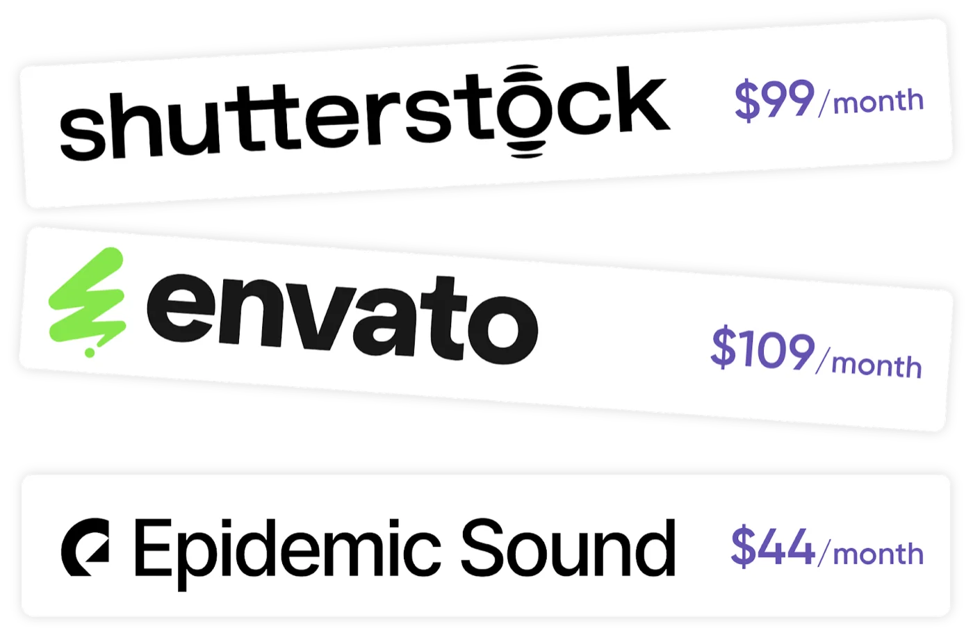 Expensive audio licensing fees from Shutterstock, Envato, and Epidemic Sound