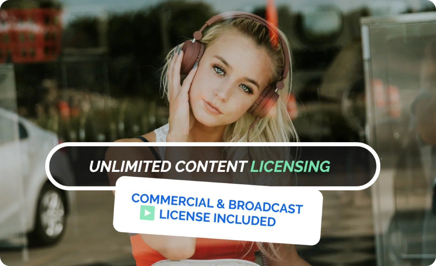 Unlimited content licensing with commercial and broadcast license included